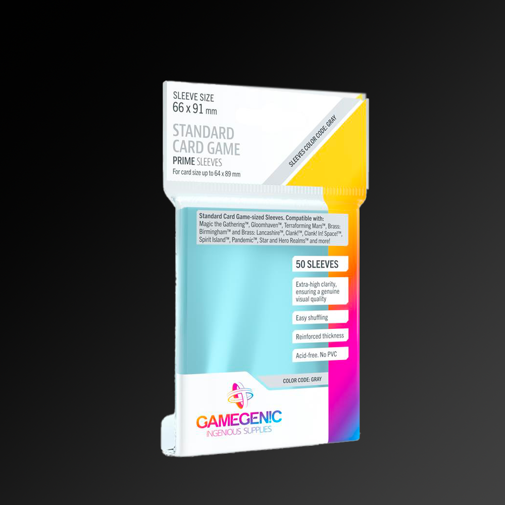 Pochettes – GAMEGENIC – PRIME GRAY – 50 STANDARD Sleeves – 66 x 91 mm